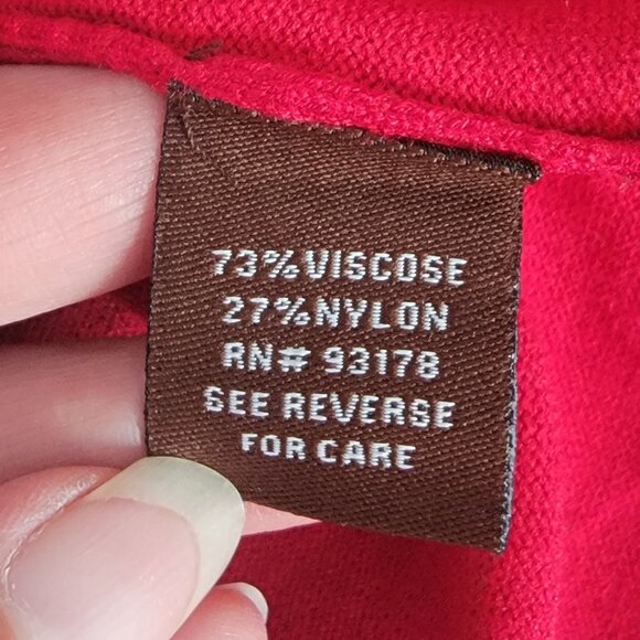 Adrienne Vittadini Red Faux Scarf Collar Fine Gauge Sweater - Picture 10 of 11